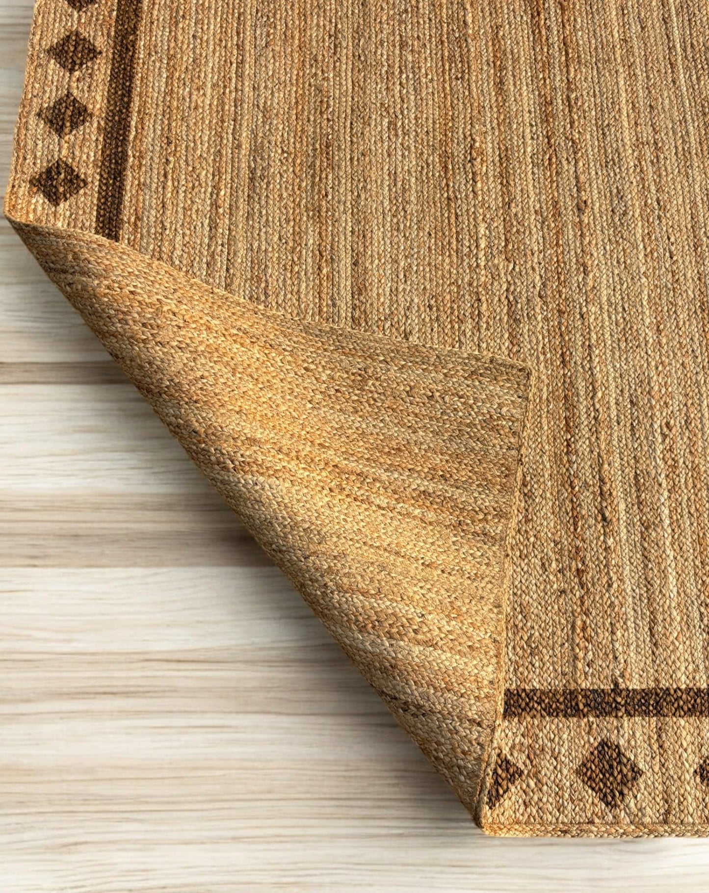 MAARSA WEAVES Handwoven Jute Area Rug, Diamond Design, Multiple Sizes, Natural