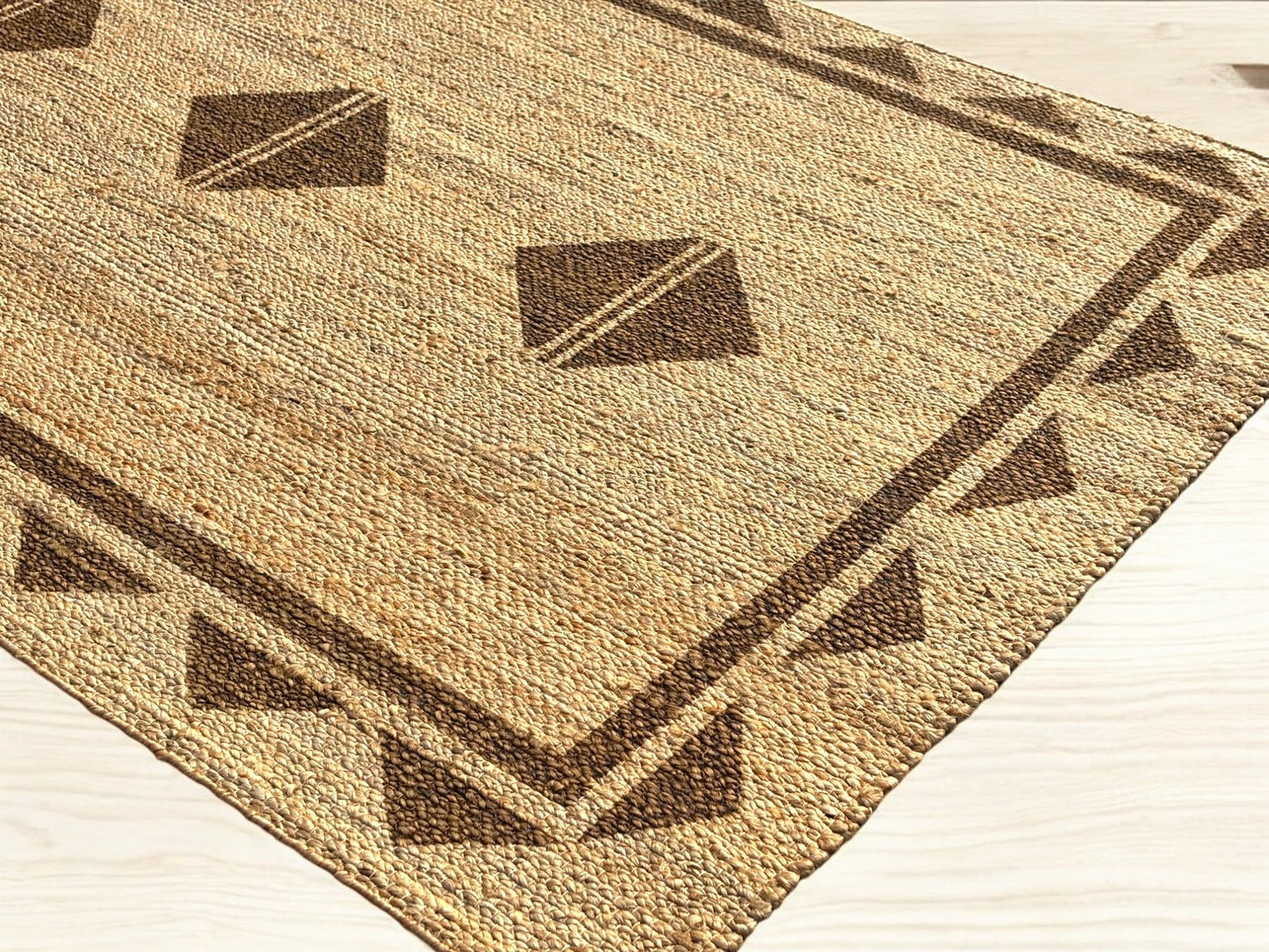 Hand Crafted Natural Jute Area Rug, 100% Jute, Elegant Design, Multiple Sizes