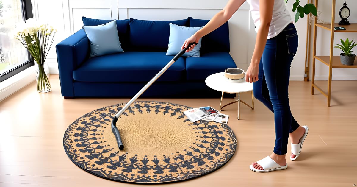 MAARSA WEAVES Handwoven Round Jute Area Rug, Natural Base, Low Pile, Multiple Sizes, 100% Jute Fiber