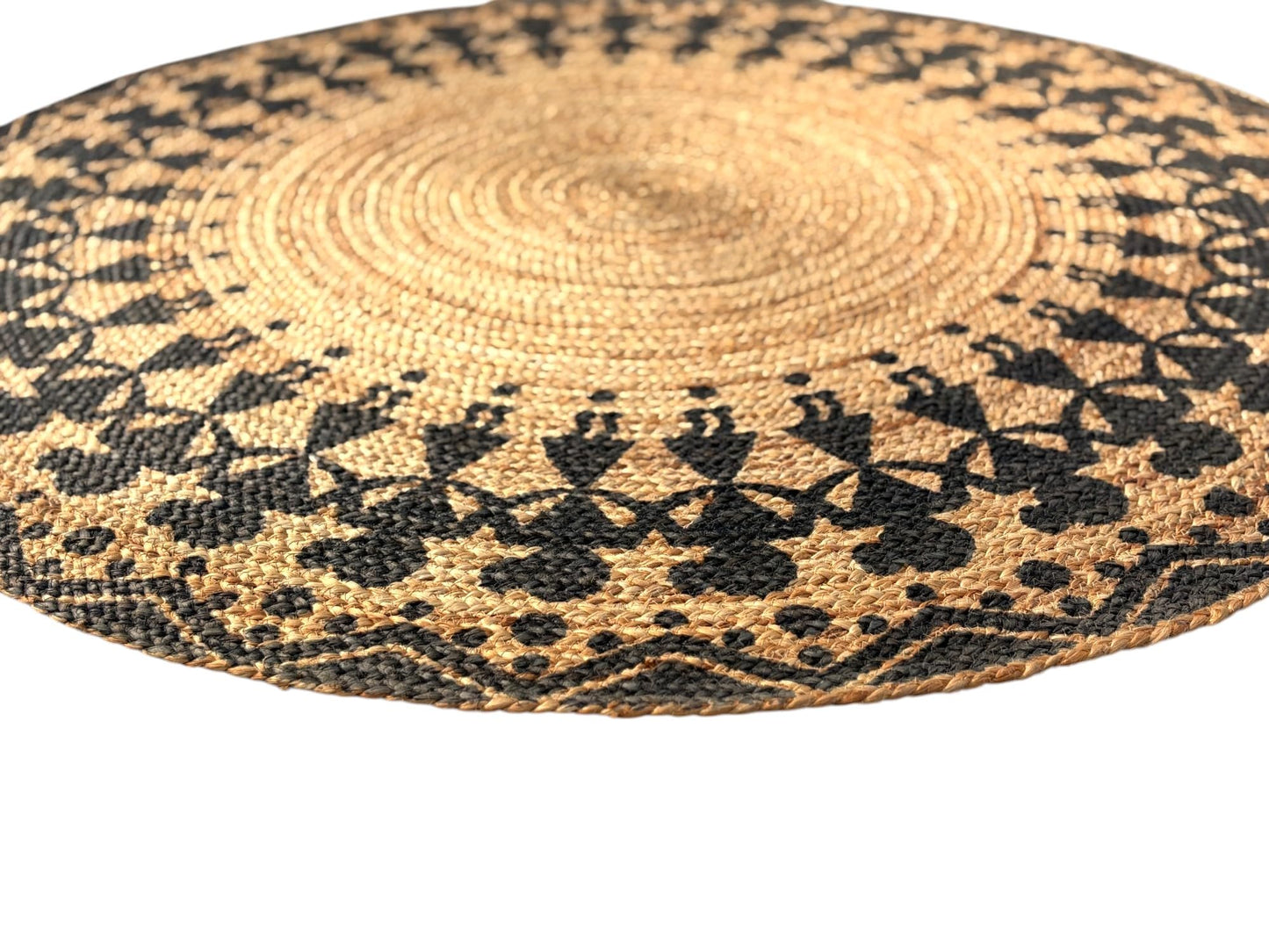 MAARSA WEAVES Handwoven Round Jute Area Rug, Natural Base, Low Pile, Multiple Sizes, 100% Jute Fiber