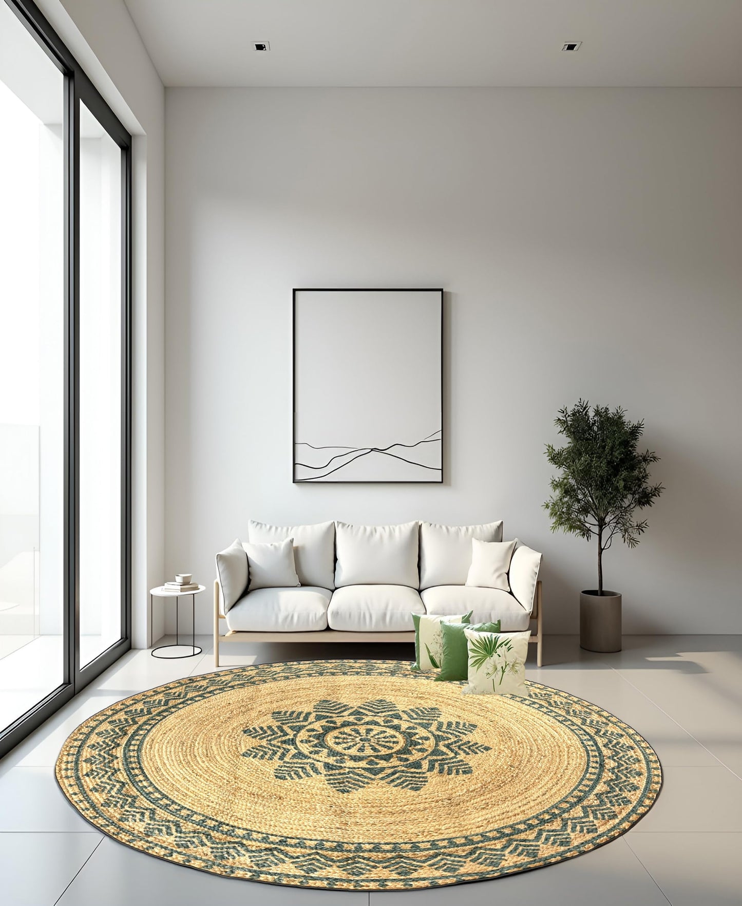 MAARSA WEAVES Round Jute Area Rugs, Multiple Sizes and Colors, 100% Jute Fiber