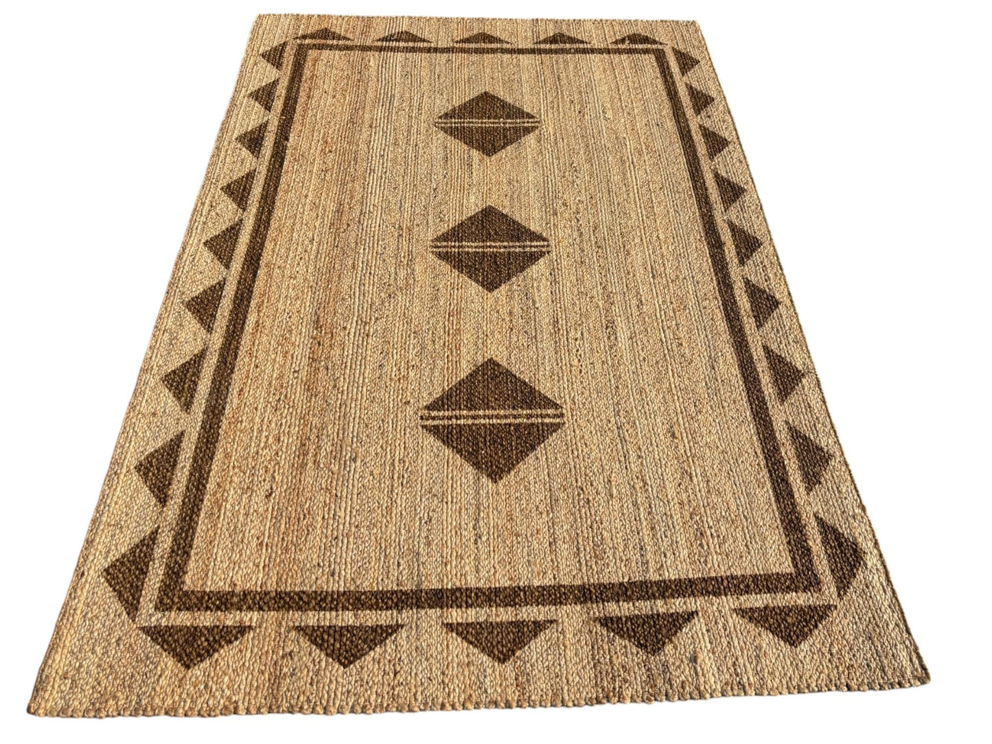 Hand Crafted Natural Jute Area Rug, 100% Jute, Elegant Design, Multiple Sizes