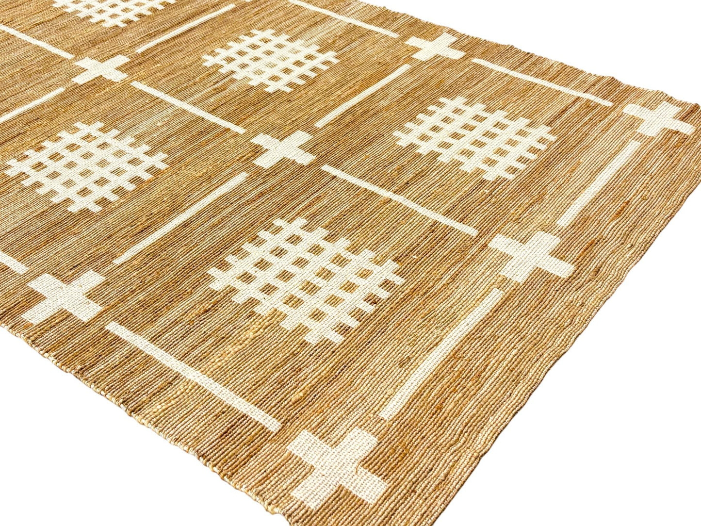 MAARSA WEAVES Jute Area Rug, Savanna Grid Design, Natural Base with Colored Threads, Multiple Sizes and Colors