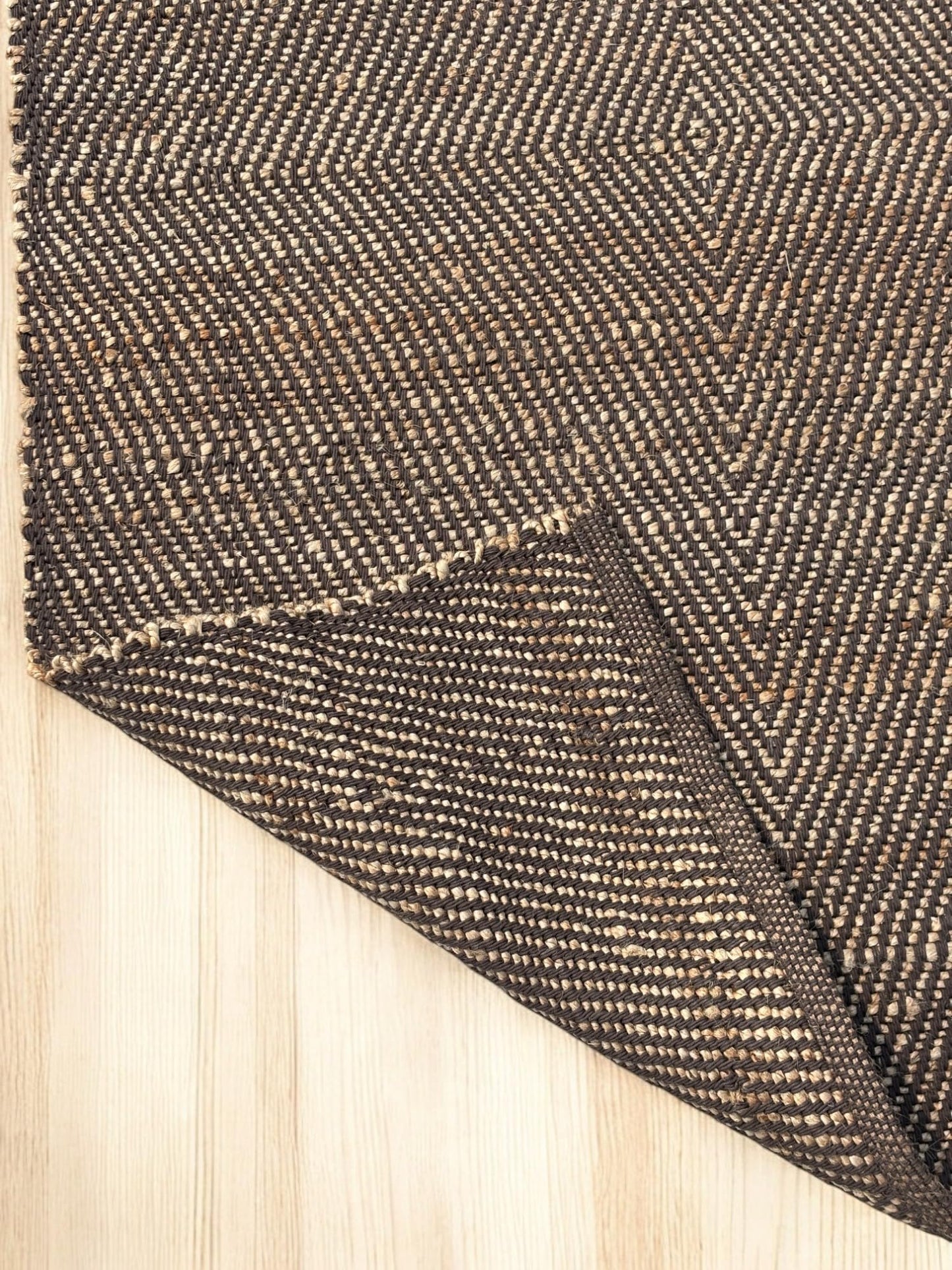 MAARSA WEAVES Jute Area Rug, Diamond Design, Natural Base with Colored Threads, Multiple Sizes and Colors