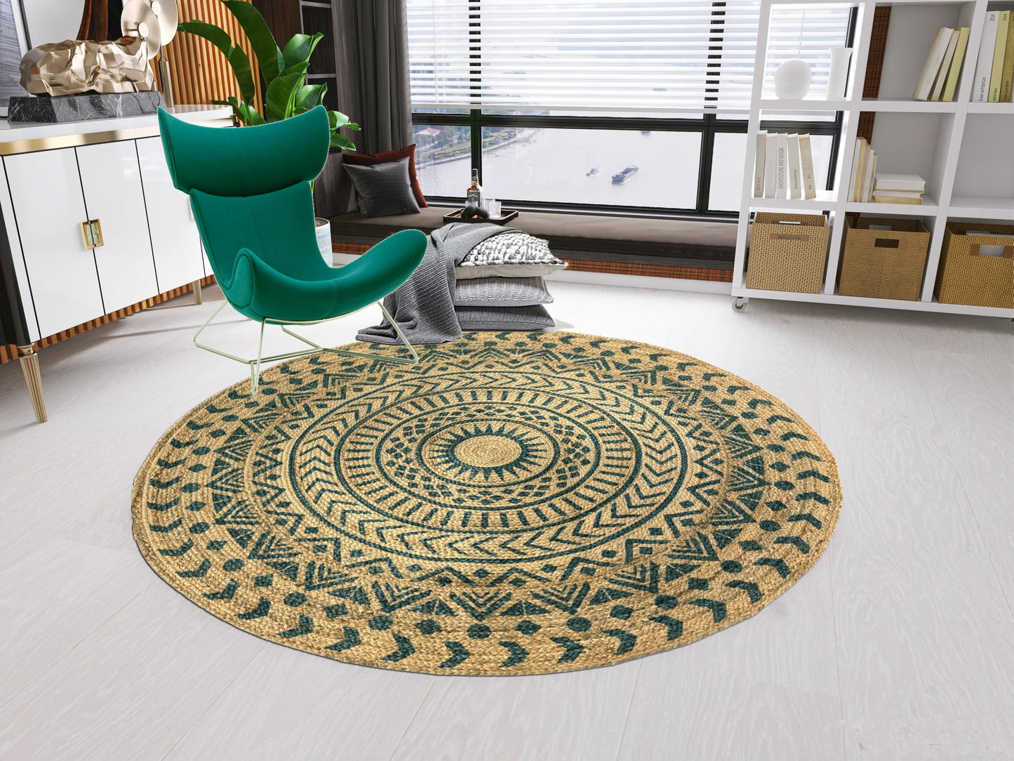 MAARSA WEAVES Round Jute Area Rugs, Multiple Sizes and Colors, 100% Jute Fiber