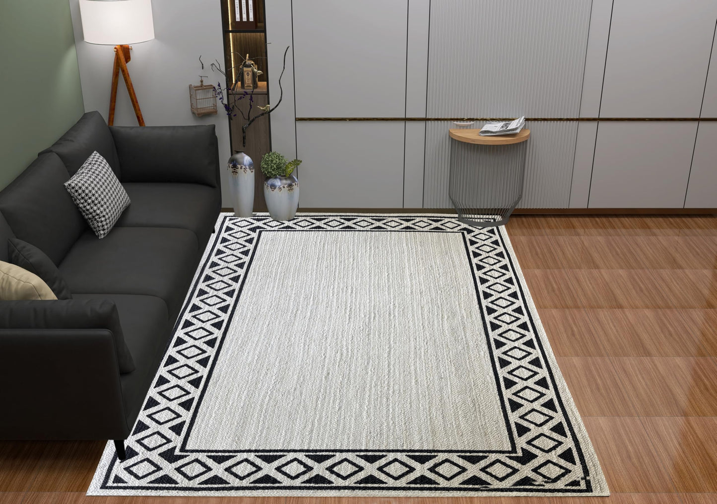 MAARSA WEAVES Luxurious Handcrafted Soft Jute Rug – Off-White with Elegant Designs, 100% Natural Jute