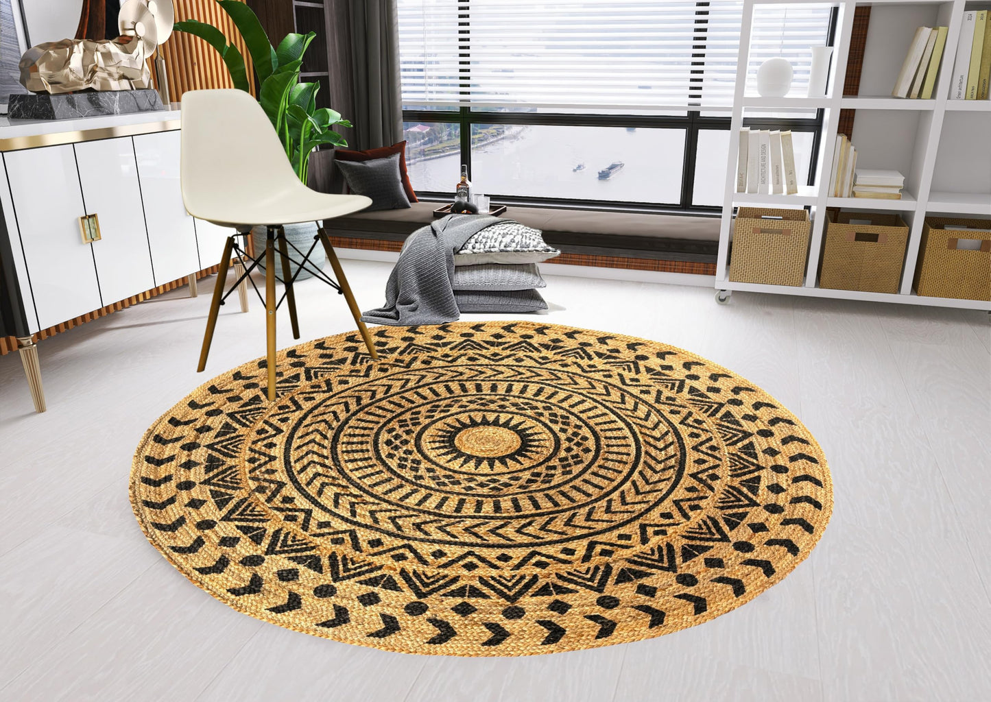 MAARSA WEAVES Round Jute Area Rugs, Multiple Sizes and Colors, 100% Jute Fiber