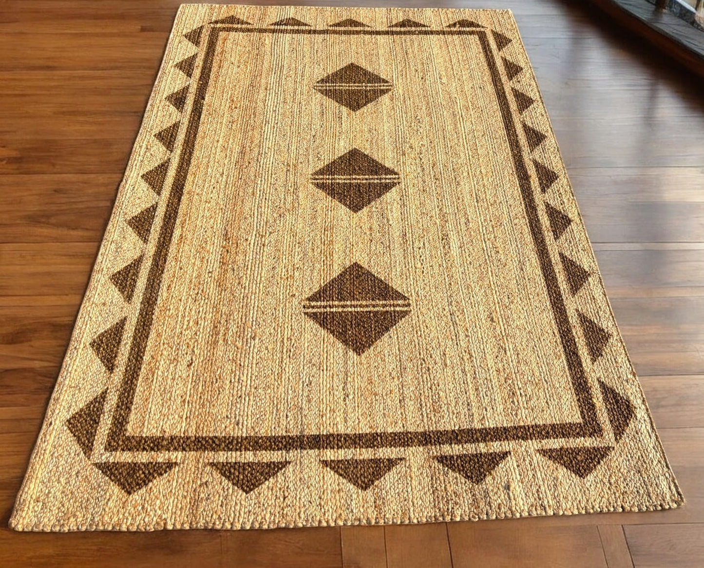 Hand Crafted Natural Jute Area Rug, 100% Jute, Elegant Design, Multiple Sizes