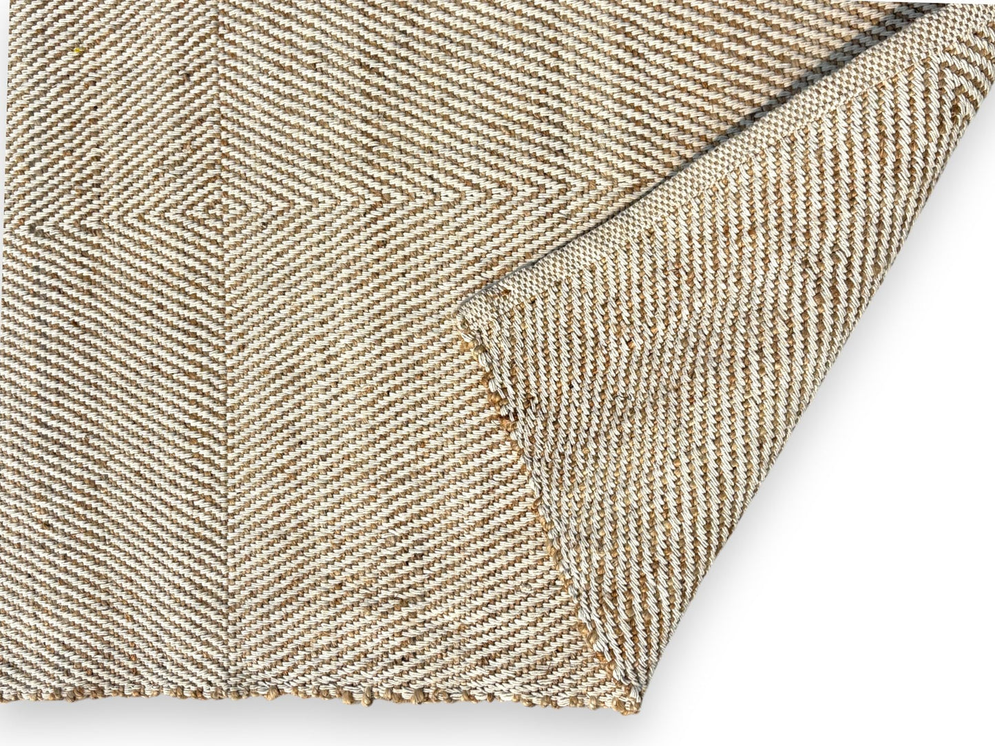 MAARSA WEAVES Jute Area Rug, Diamond Design, Natural Base with Colored Threads, Multiple Sizes and Colors