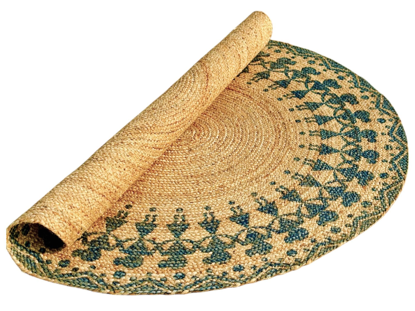 MAARSA WEAVES Handwoven Round Jute Area Rug, Natural Base, Low Pile, Multiple Sizes, 100% Jute Fiber