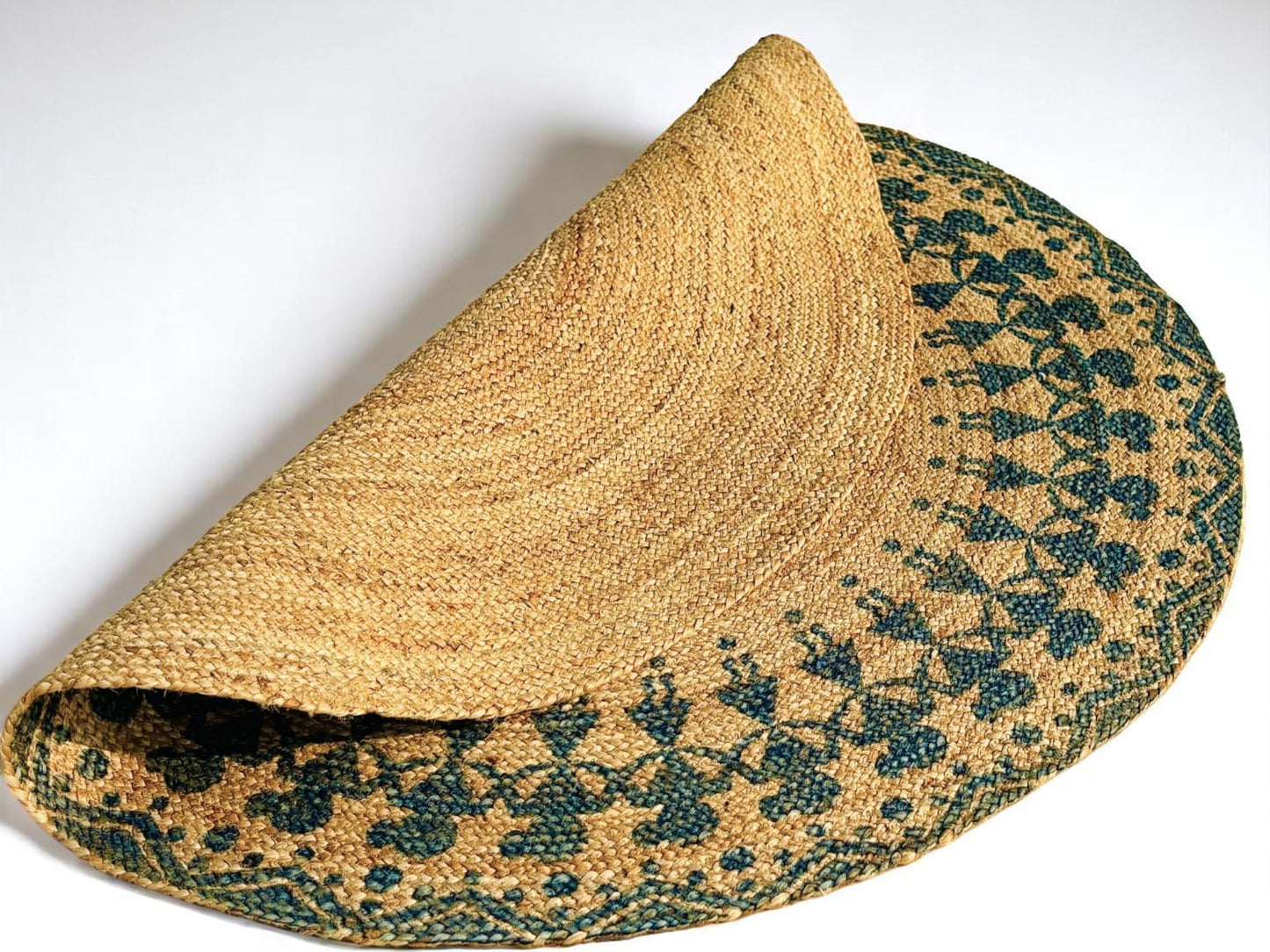 MAARSA WEAVES Handwoven Round Jute Area Rug, Natural Base, Low Pile, Multiple Sizes, 100% Jute Fiber