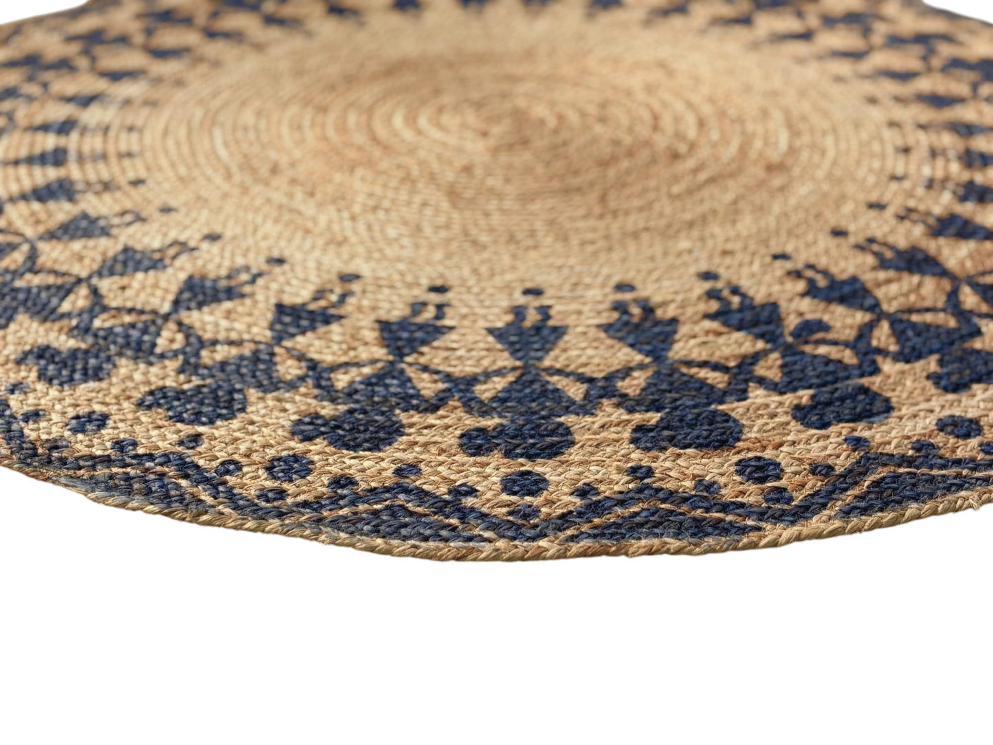 MAARSA WEAVES Handwoven Round Jute Area Rug, Natural Base, Low Pile, Multiple Sizes, 100% Jute Fiber