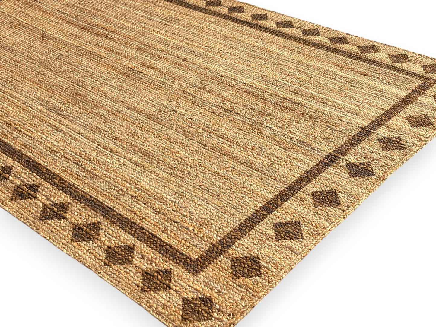 MAARSA WEAVES Handwoven Jute Area Rug, Diamond Design, Multiple Sizes, Natural