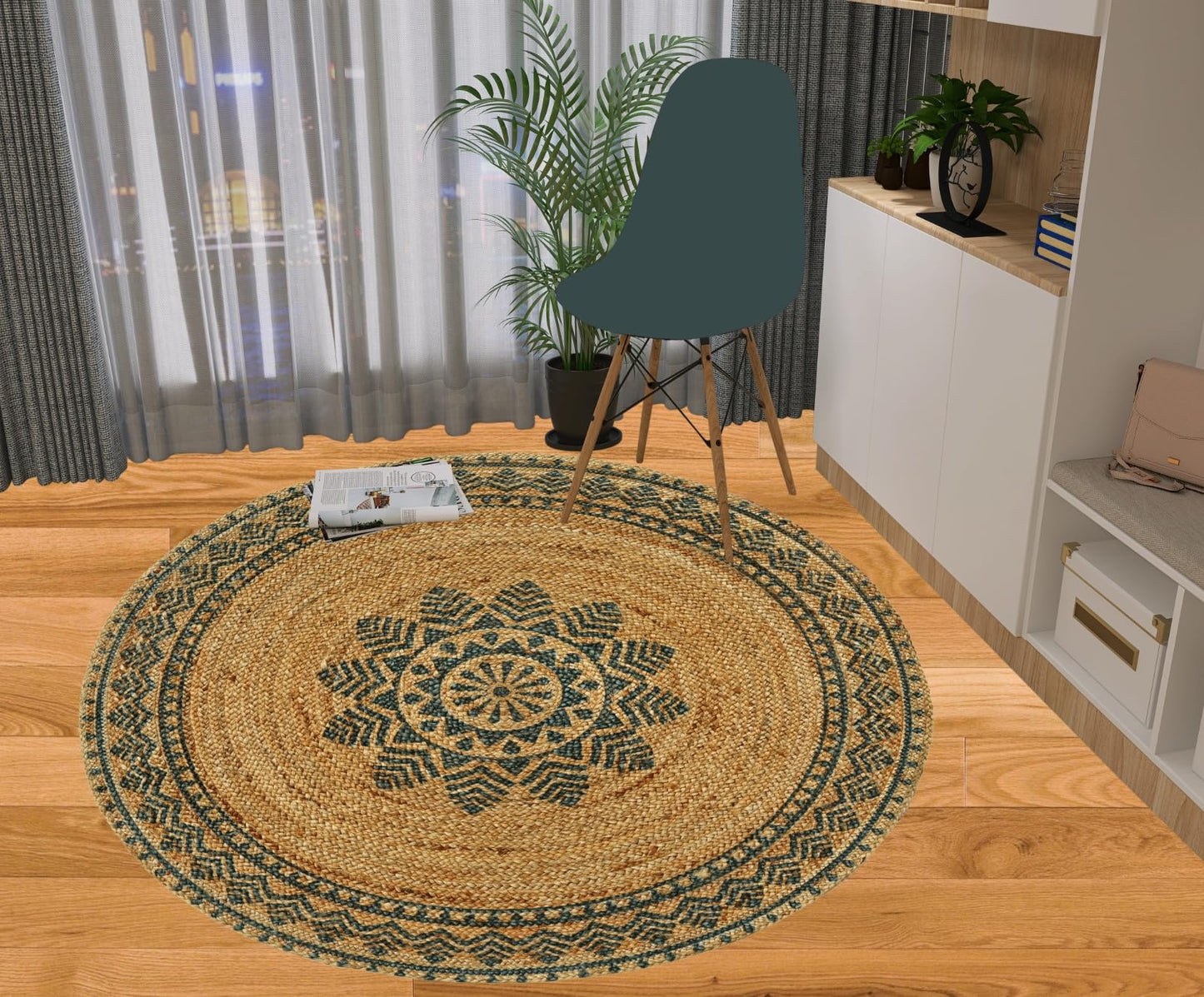 MAARSA WEAVES Round Jute Area Rugs, Multiple Sizes and Colors, 100% Jute Fiber
