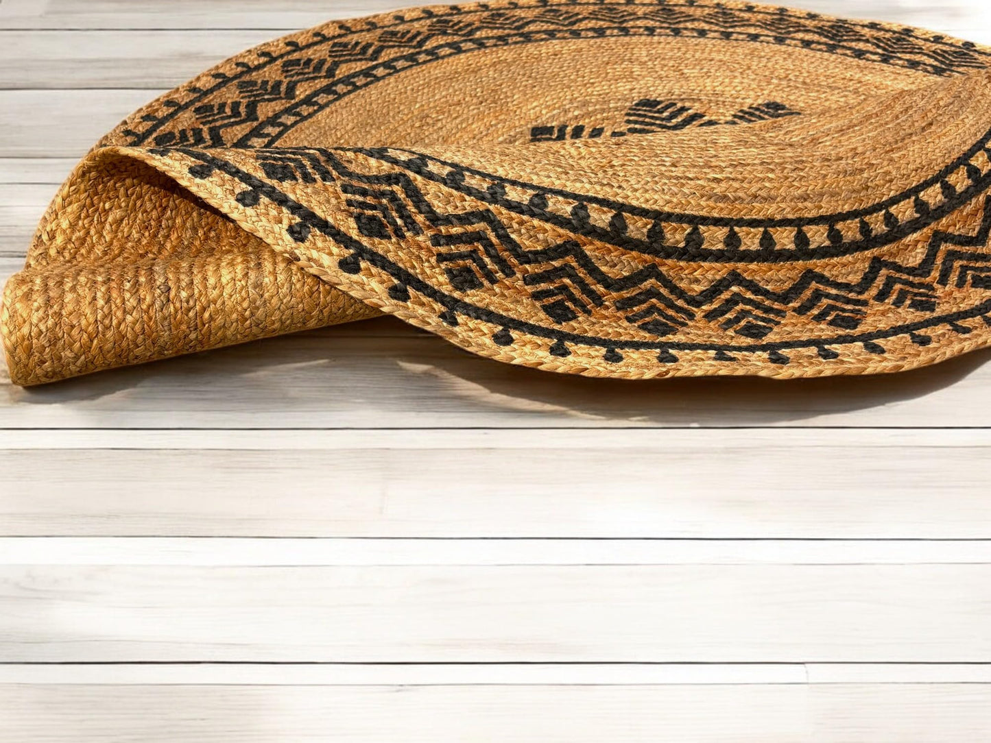 MAARSA WEAVES Round Jute Area Rugs, Multiple Sizes and Colors, 100% Jute Fiber