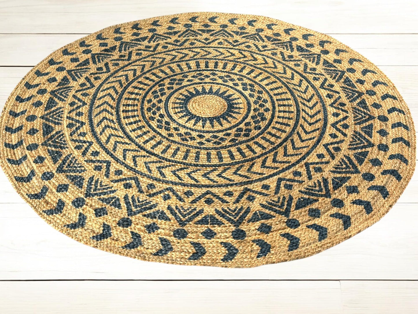 MAARSA WEAVES Round Jute Area Rugs, Multiple Sizes and Colors, 100% Jute Fiber