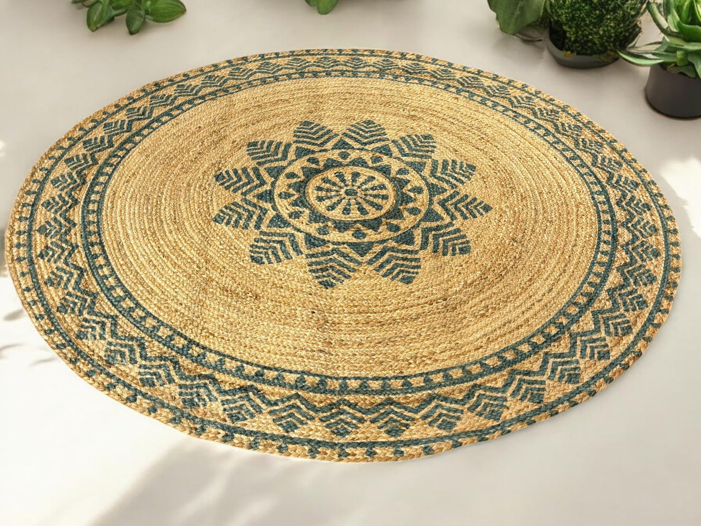 MAARSA WEAVES Round Jute Area Rugs, Multiple Sizes and Colors, 100% Jute Fiber