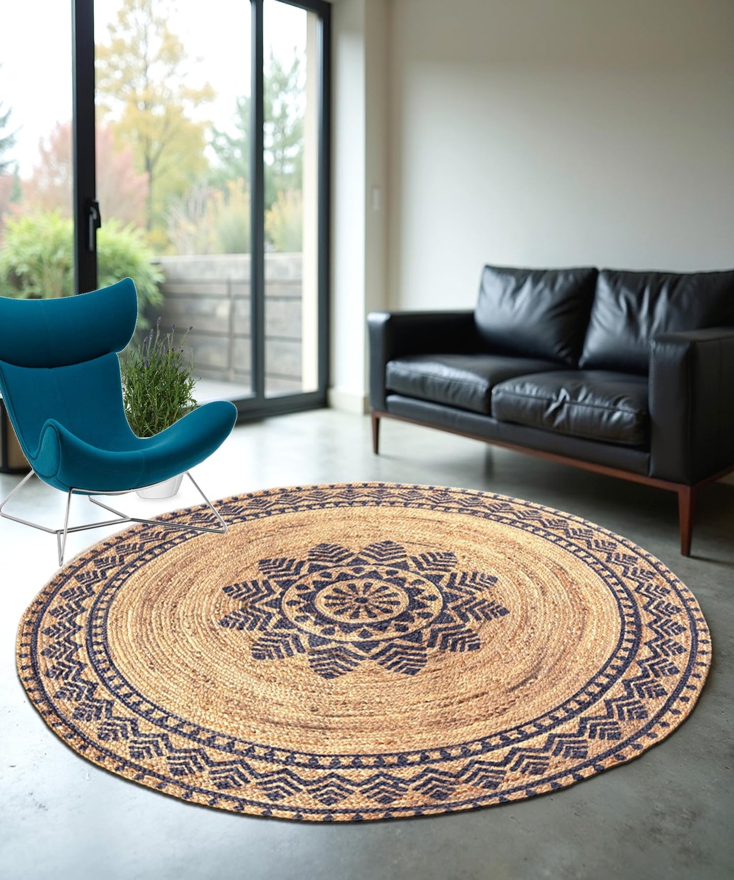 MAARSA WEAVES Round Jute Area Rugs, Multiple Sizes and Colors, 100% Jute Fiber