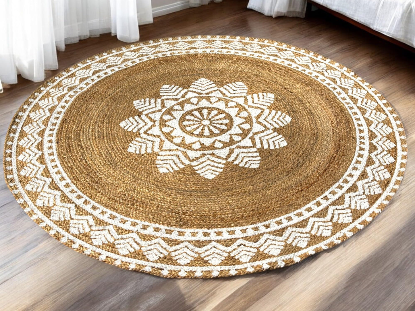 MAARSA WEAVES Round Jute Area Rugs, Multiple Sizes and Colors, 100% Jute Fiber