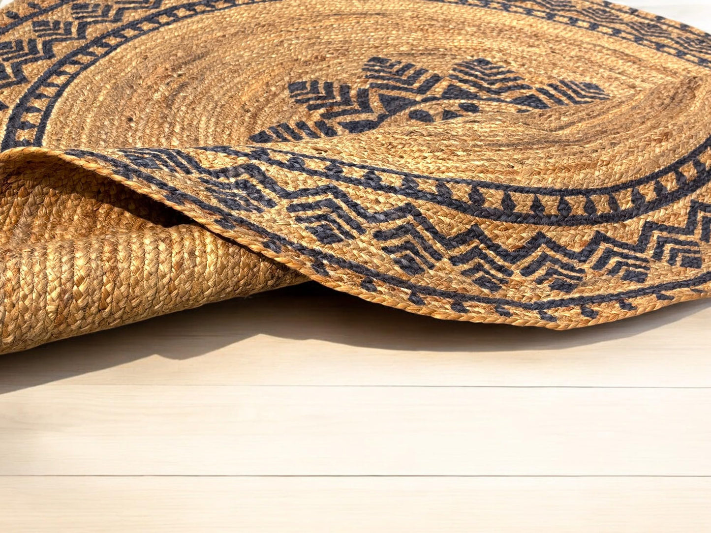 MAARSA WEAVES Round Jute Area Rugs, Multiple Sizes and Colors, 100% Jute Fiber