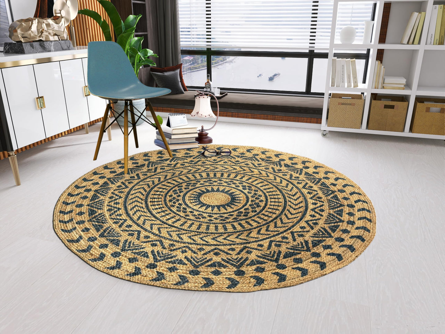 MAARSA WEAVES Round Jute Area Rugs, Multiple Sizes and Colors, 100% Jute Fiber