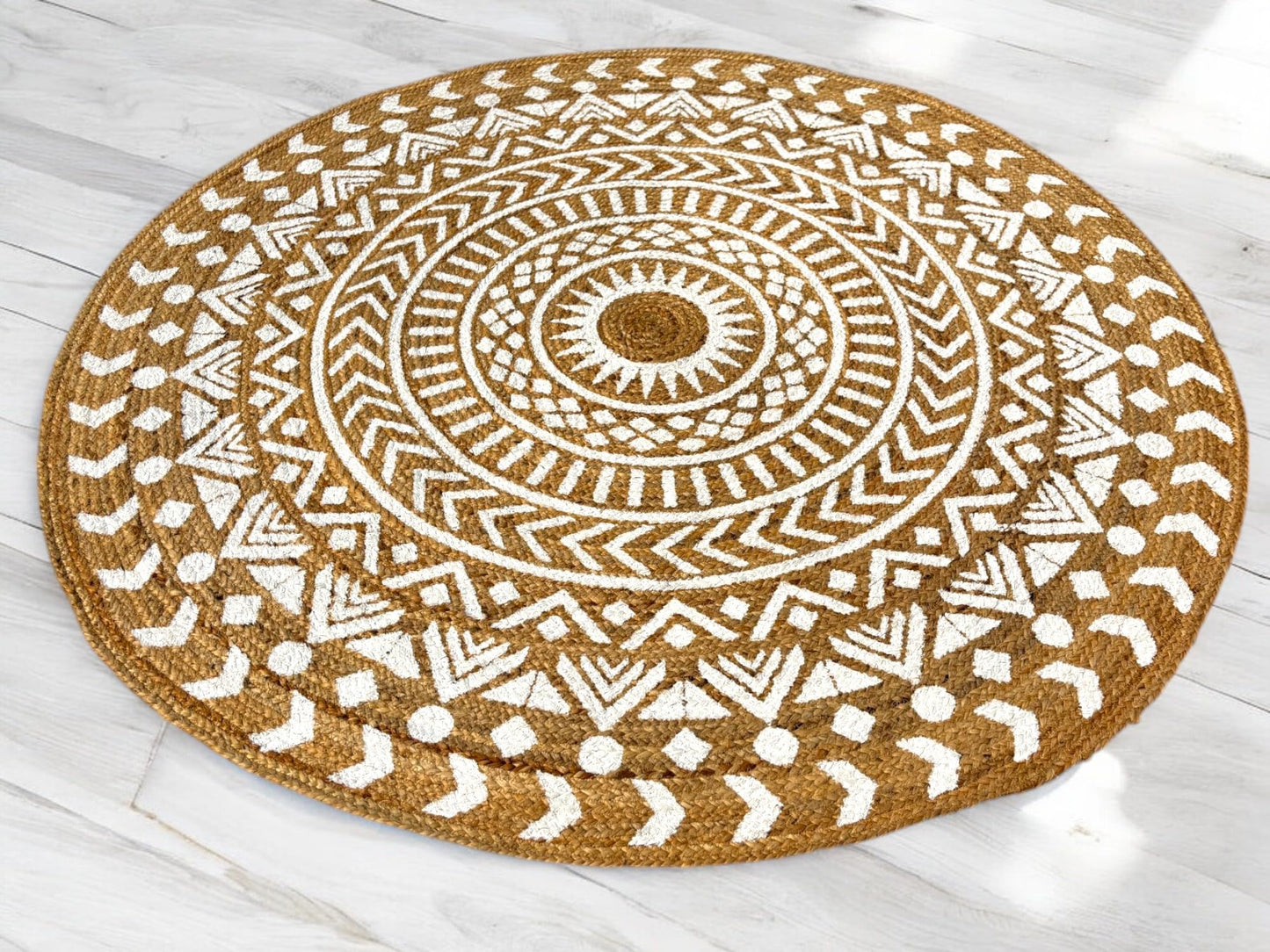 MAARSA WEAVES Round Jute Area Rugs, Multiple Sizes and Colors, 100% Jute Fiber