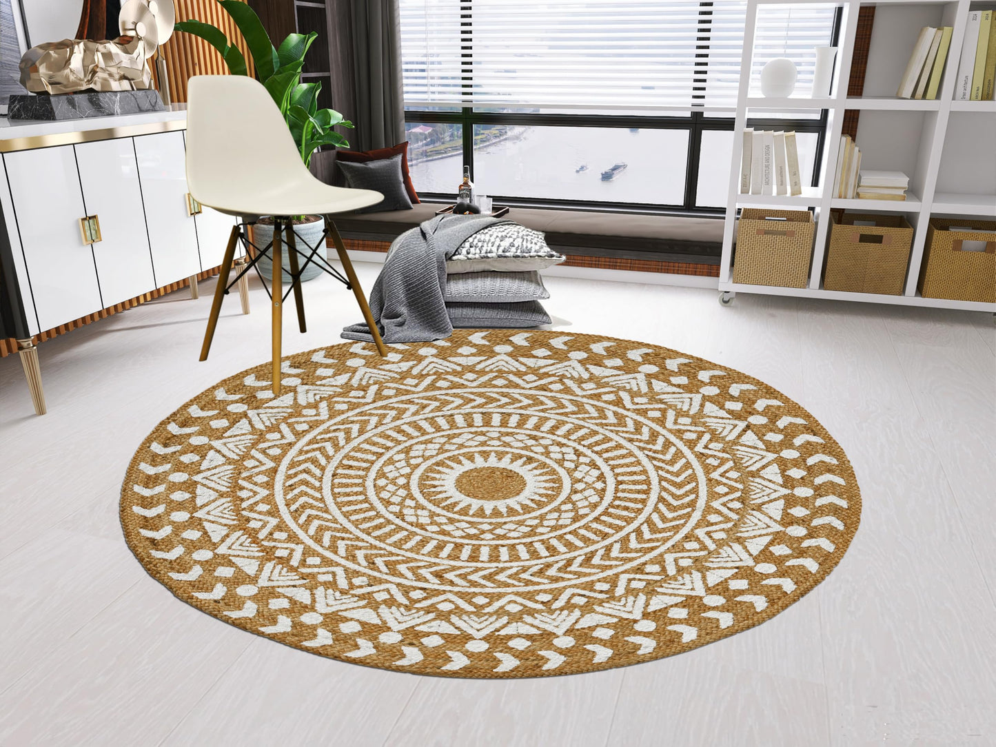 MAARSA WEAVES Round Jute Area Rugs, Multiple Sizes and Colors, 100% Jute Fiber