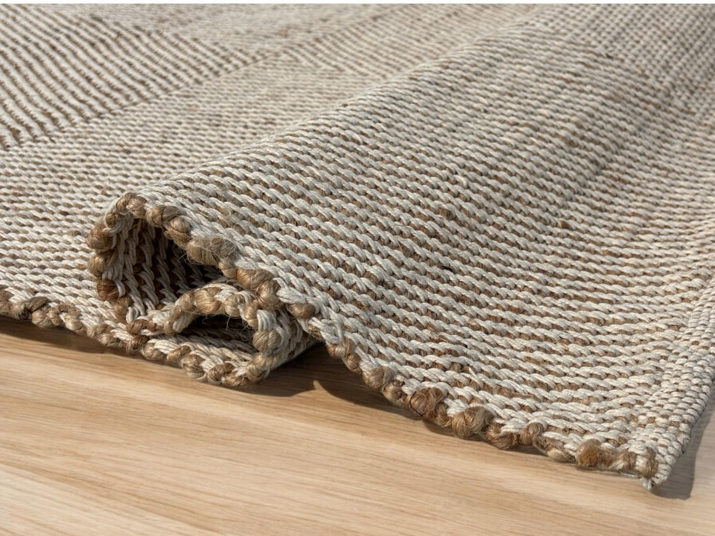 MAARSA WEAVES Jute Area Rug, Diamond Design, Natural Base with Colored Threads, Multiple Sizes and Colors
