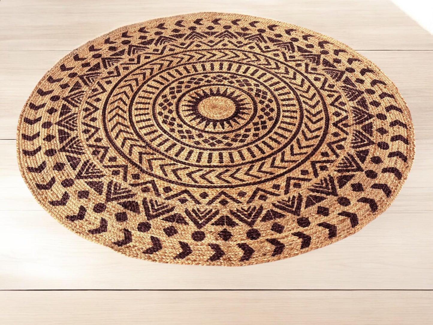 MAARSA WEAVES Round Jute Area Rugs, Multiple Sizes and Colors, 100% Jute Fiber