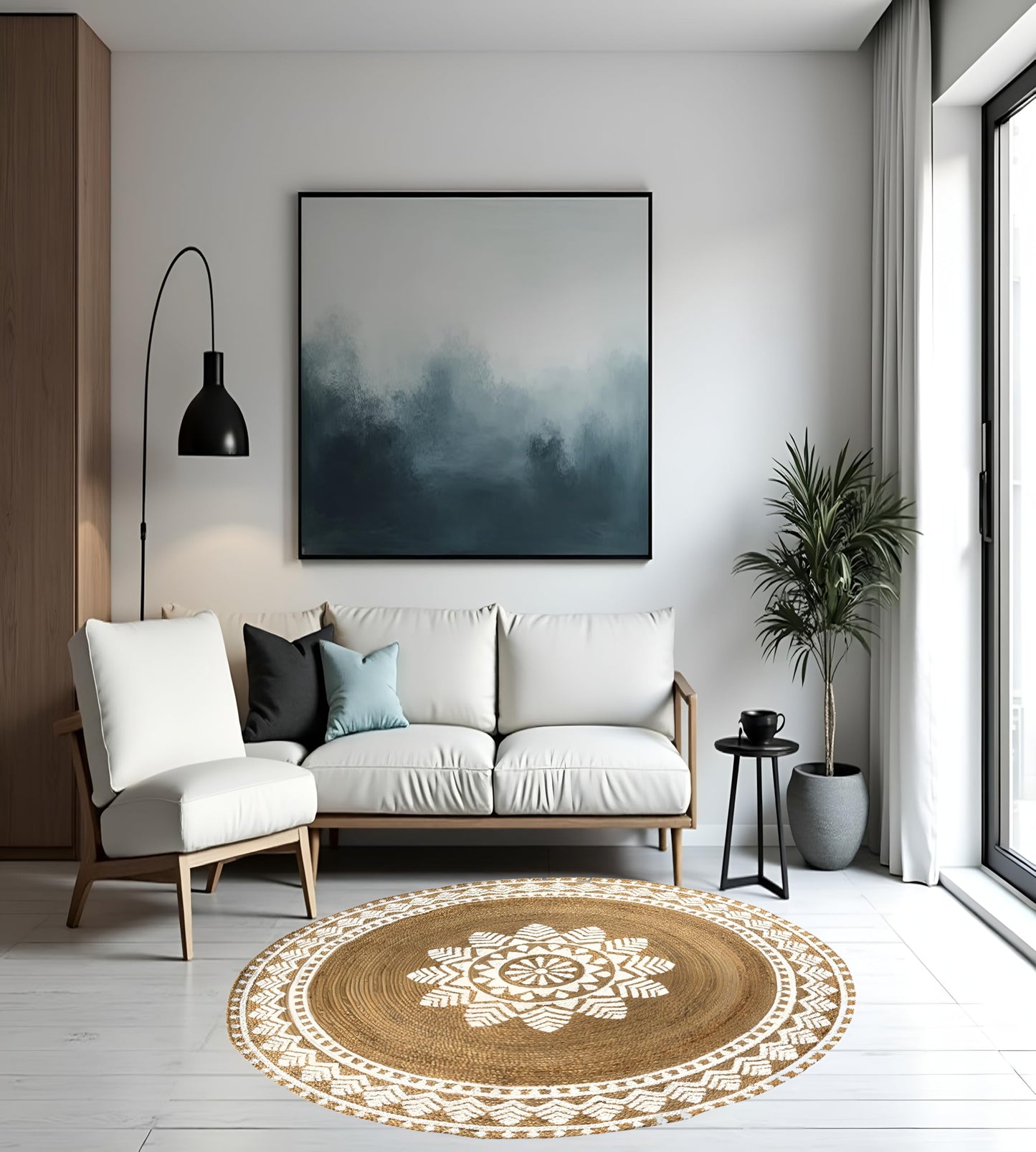 MAARSA WEAVES Round Jute Area Rugs, Multiple Sizes and Colors, 100% Jute Fiber