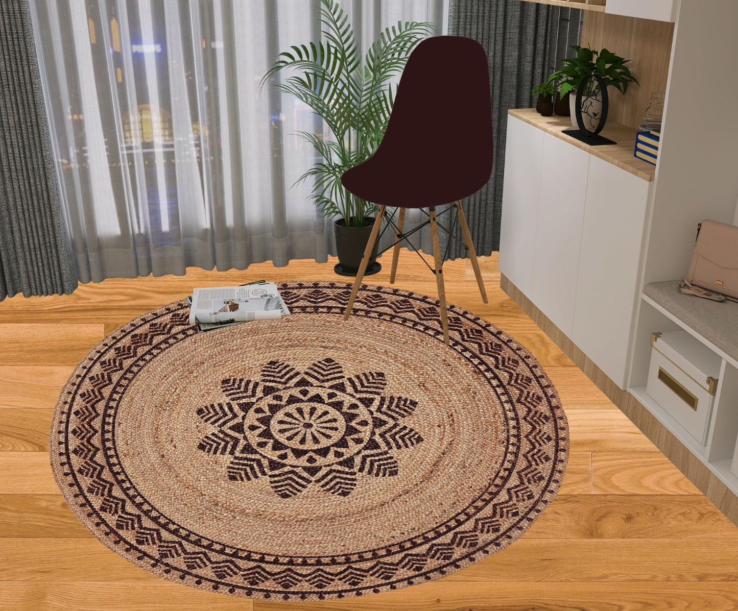 MAARSA WEAVES Round Jute Area Rugs, Multiple Sizes and Colors, 100% Jute Fiber