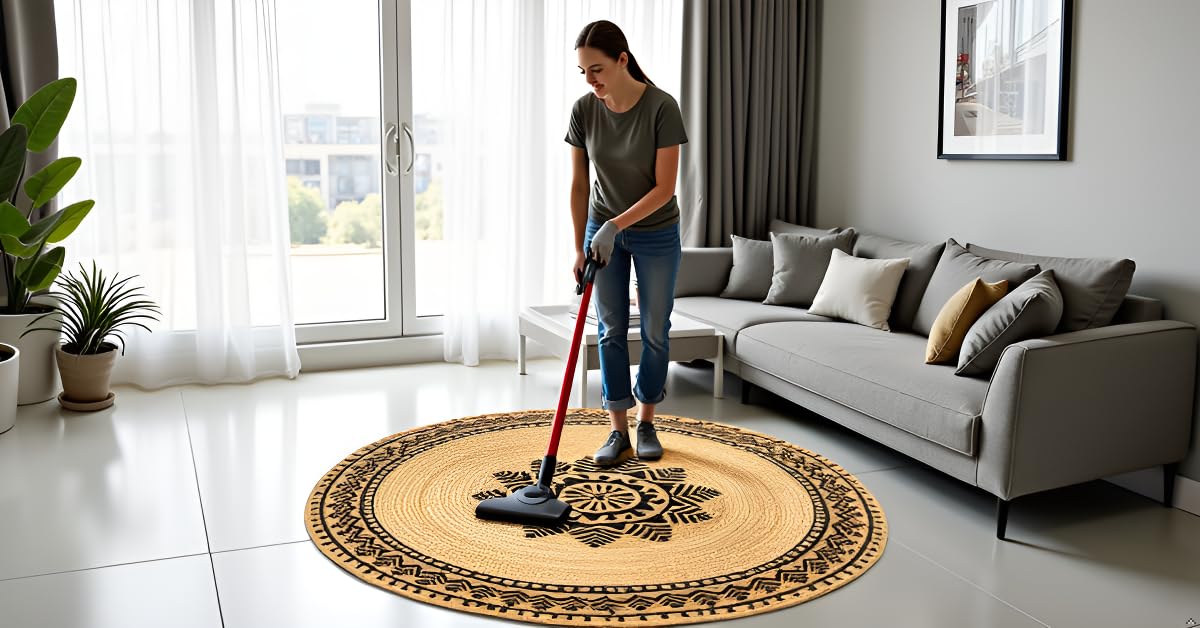 MAARSA WEAVES Round Jute Area Rugs, Multiple Sizes and Colors, 100% Jute Fiber