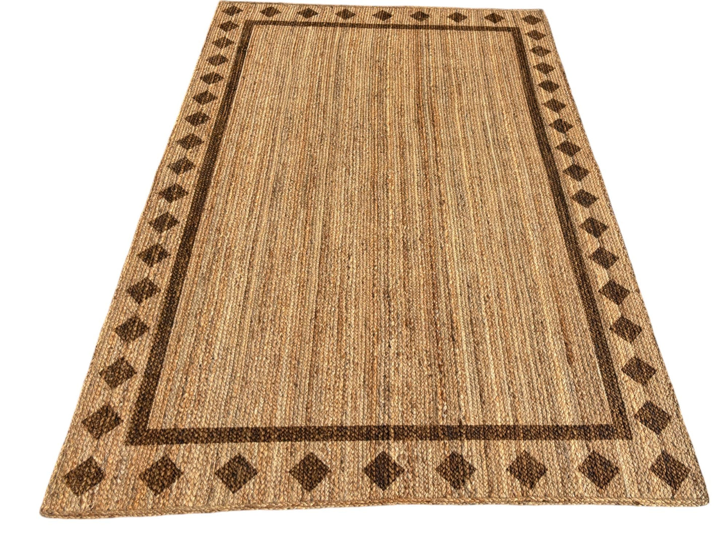 MAARSA WEAVES Handwoven Jute Area Rug, Diamond Design, Multiple Sizes, Natural