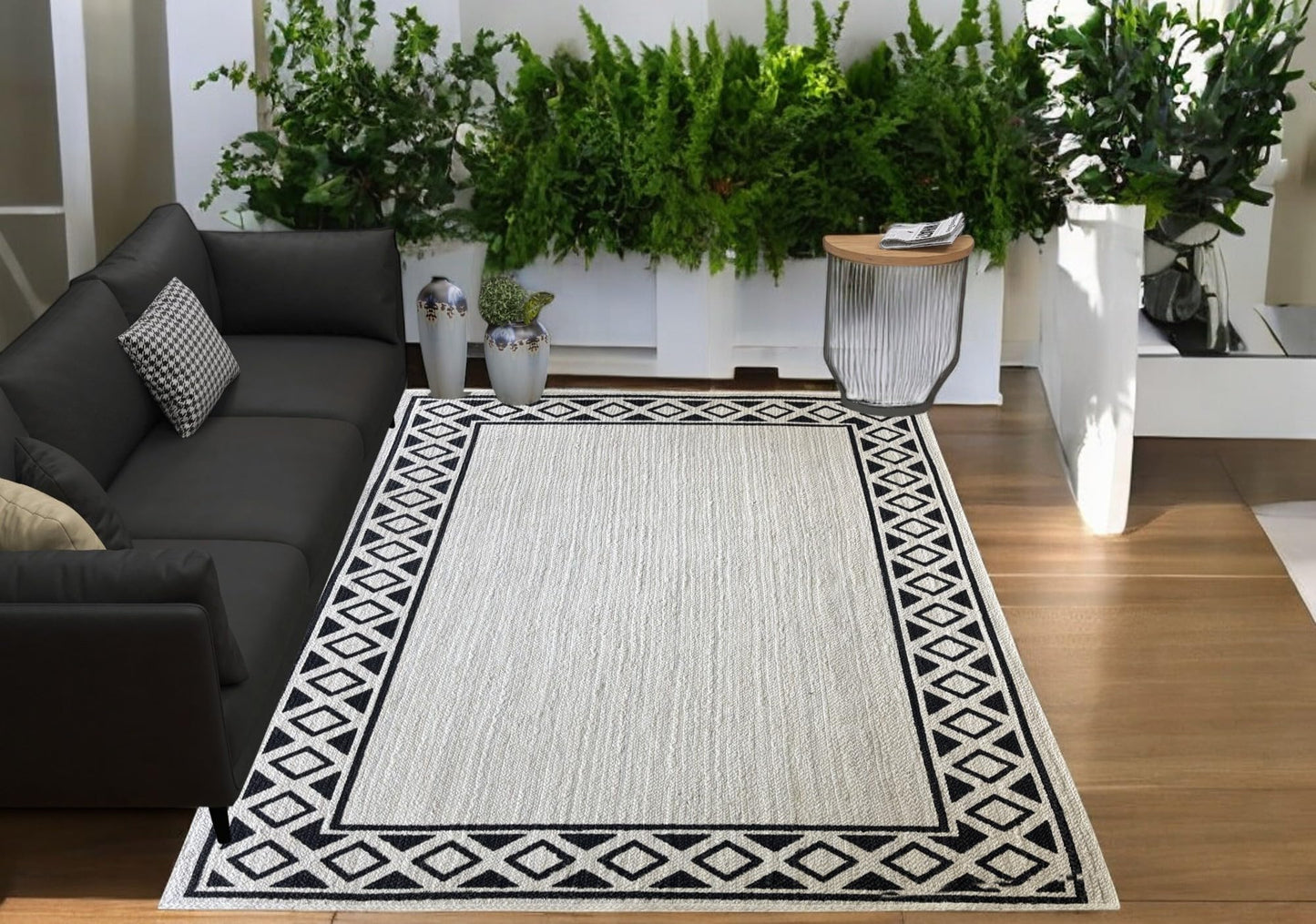 MAARSA WEAVES Luxurious Handcrafted Soft Jute Rug – Off-White with Elegant Designs, 100% Natural Jute