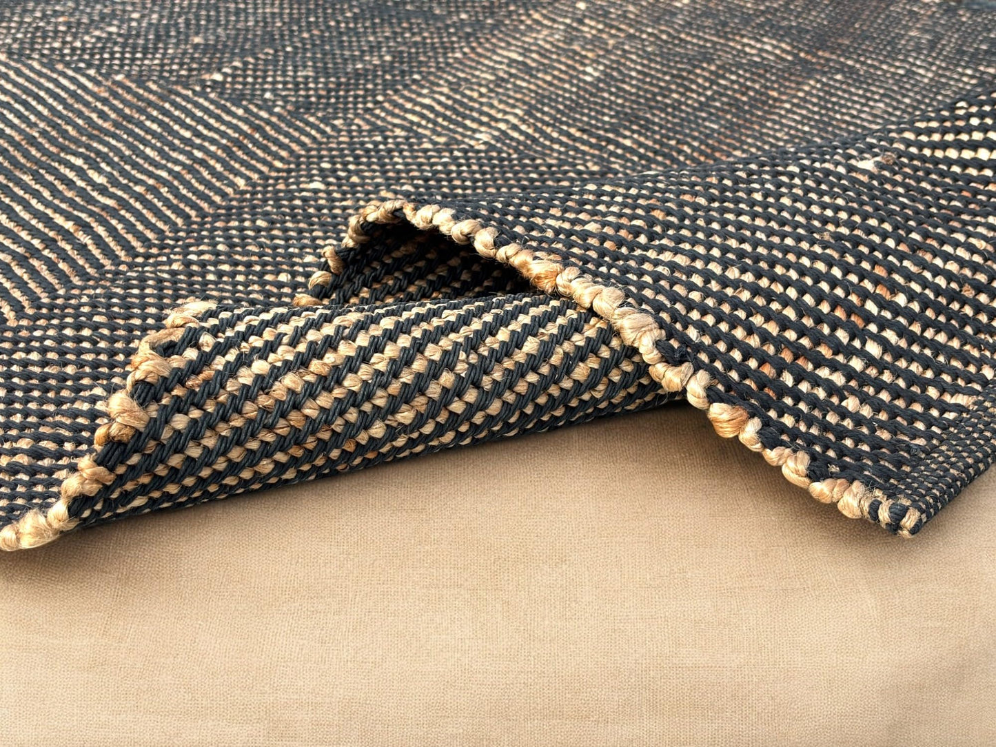 MAARSA WEAVES Jute Area Rug, Diamond Design, Natural Base with Colored Threads, Multiple Sizes and Colors