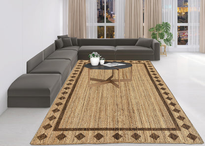 MAARSA WEAVES Handwoven Jute Area Rug, Diamond Design, Multiple Sizes, Natural