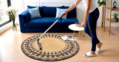 MAARSA WEAVES Handwoven Round Jute Area Rug, Natural Base, Low Pile, Multiple Sizes, 100% Jute Fiber