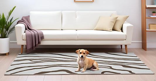 MAARSA WEAVES Area Rug, Double Tone Wave Pattern Design, Natural Base with Colored Threads, Multiple Sizes and Colors