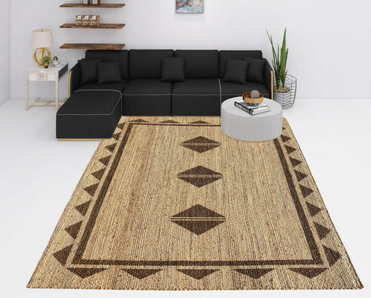 Hand Crafted Natural Jute Area Rug, 100% Jute, Elegant Design, Multiple Sizes