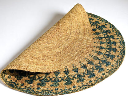 MAARSA WEAVES Handwoven Round Jute Area Rug, Natural Base, Low Pile, Multiple Sizes, 100% Jute Fiber