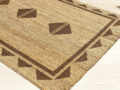 Hand Crafted Natural Jute Area Rug, 100% Jute, Elegant Design, Multiple Sizes