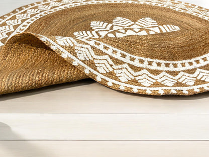 MAARSA WEAVES Round Jute Area Rugs, Multiple Sizes and Colors, 100% Jute Fiber