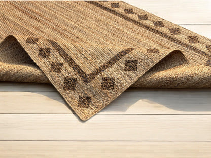 MAARSA WEAVES Handwoven Jute Area Rug, Diamond Design, Multiple Sizes, Natural