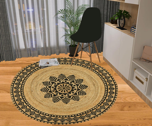 MAARSA WEAVES Round Jute Area Rugs, Multiple Sizes and Colors, 100% Jute Fiber