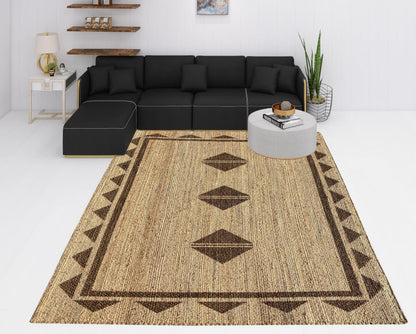 Hand Crafted Natural Jute Area Rug, 100% Jute, Elegant Design, Multiple Sizes