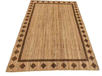 MAARSA WEAVES Handwoven Jute Area Rug, Diamond Design, Multiple Sizes, Natural