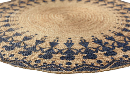 MAARSA WEAVES Handwoven Round Jute Area Rug, Natural Base, Low Pile, Multiple Sizes, 100% Jute Fiber