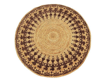 MAARSA WEAVES Handwoven Round Jute Area Rug, Natural Base, Low Pile, Multiple Sizes, 100% Jute Fiber