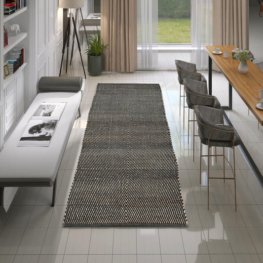 MAARSA WEAVES Jute Area Rug, Diamond Design, Natural Base with Colored Threads, Multiple Sizes and Colors