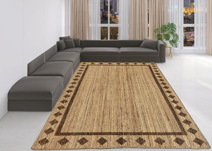 MAARSA WEAVES Handwoven Jute Area Rug, Diamond Design, Multiple Sizes, Natural